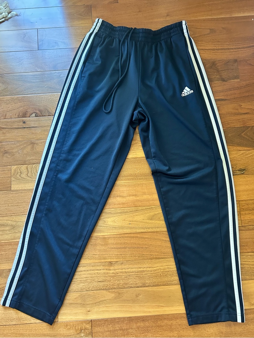 adidas Navy Track Pants with White Side Stripes